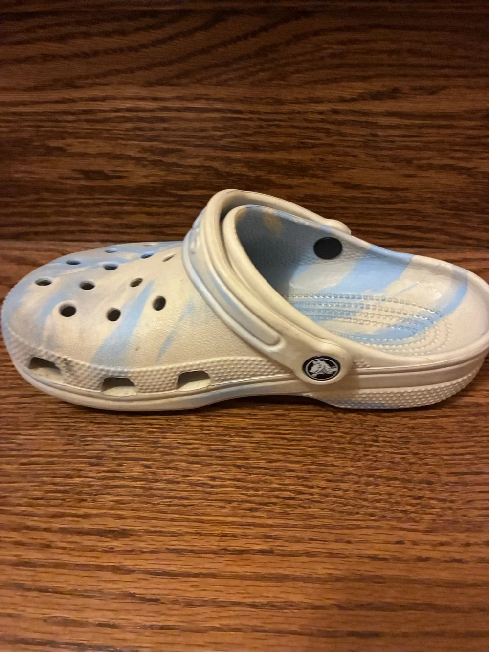 CROCS Kids Tie-Dye Clogs in Light Blue and Cream
